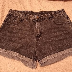 High Waisted, Black Bleached 'Denim' Shorts From SHEIN